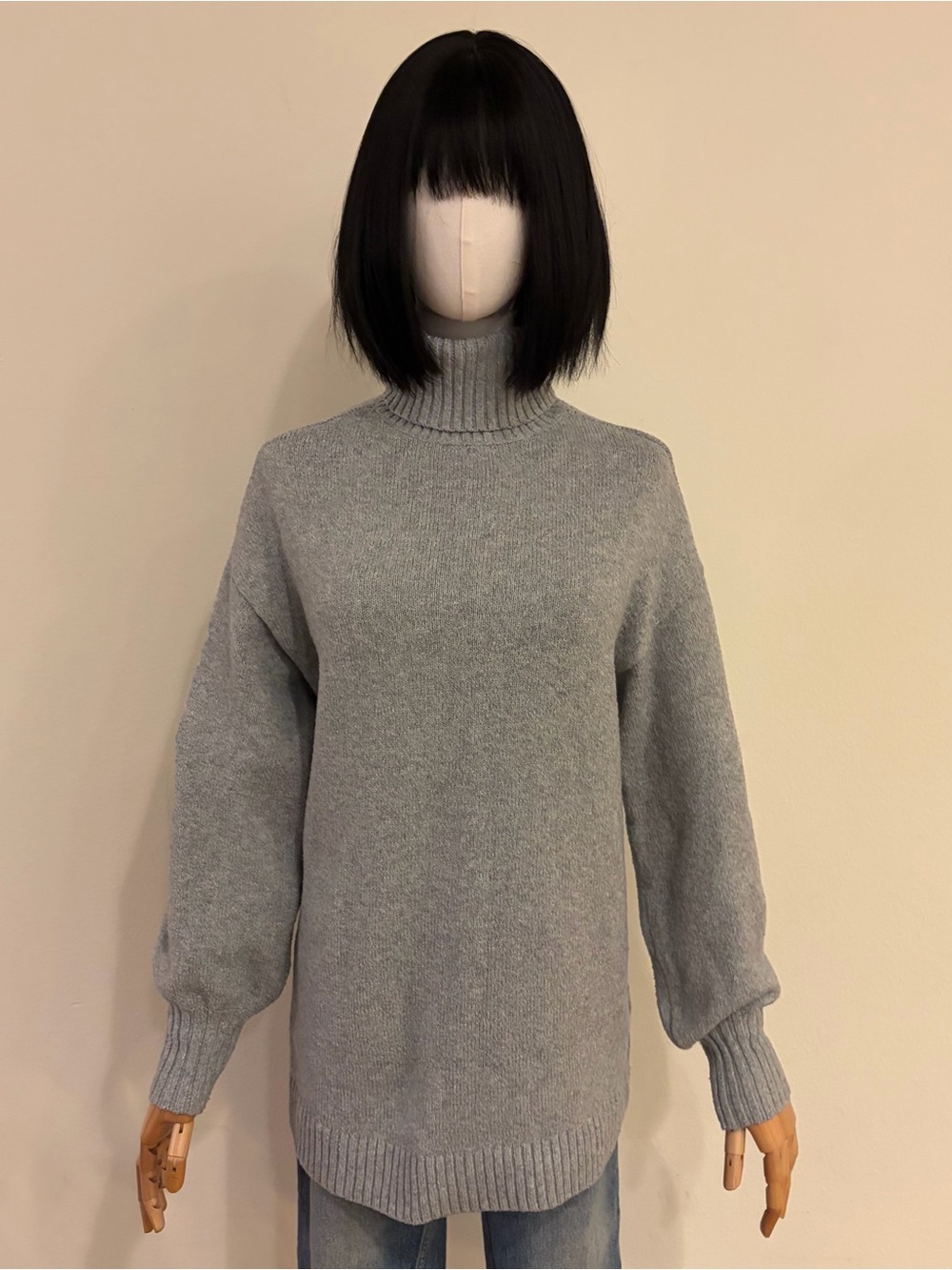 BP Grey Oversized Turtleneck Knit Sweater XXS Fits S Soft Stretchy Cozy